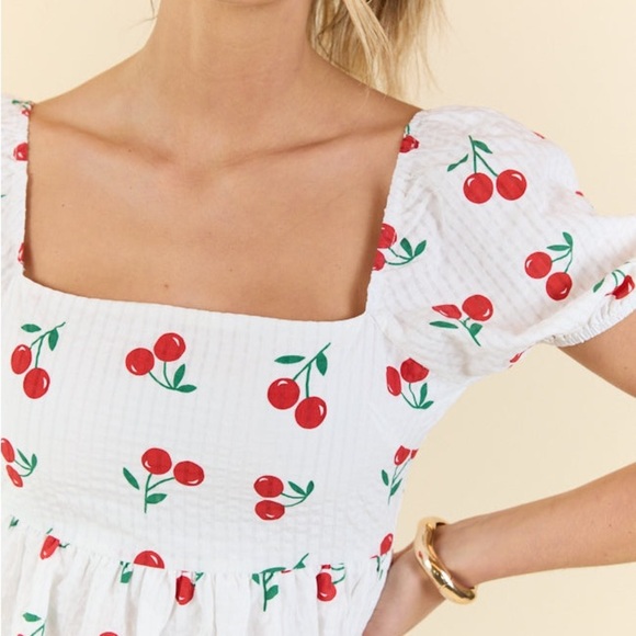 ONE DAY AT A TIME CHERRY PRINT MINI DRESS - Picture 4 of 12